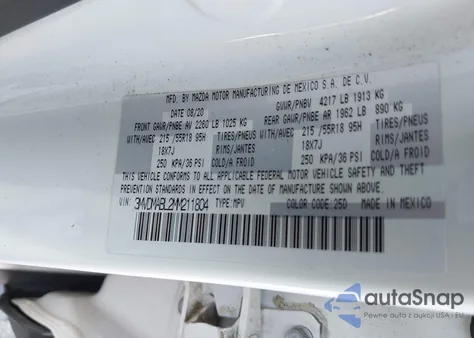 2021 Mazda Cx-30 Select z USA, uszkodzony, nr VIN 3MVDMABL2MM211804